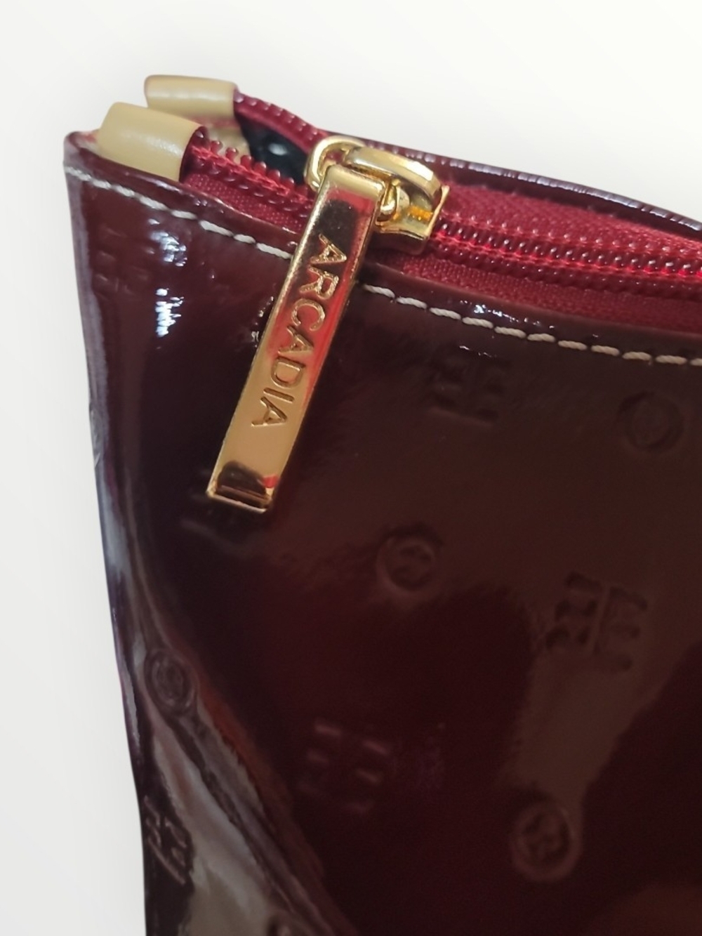 Arcadia Red Patent Tote with Cream Handles - Picture 2 of 10